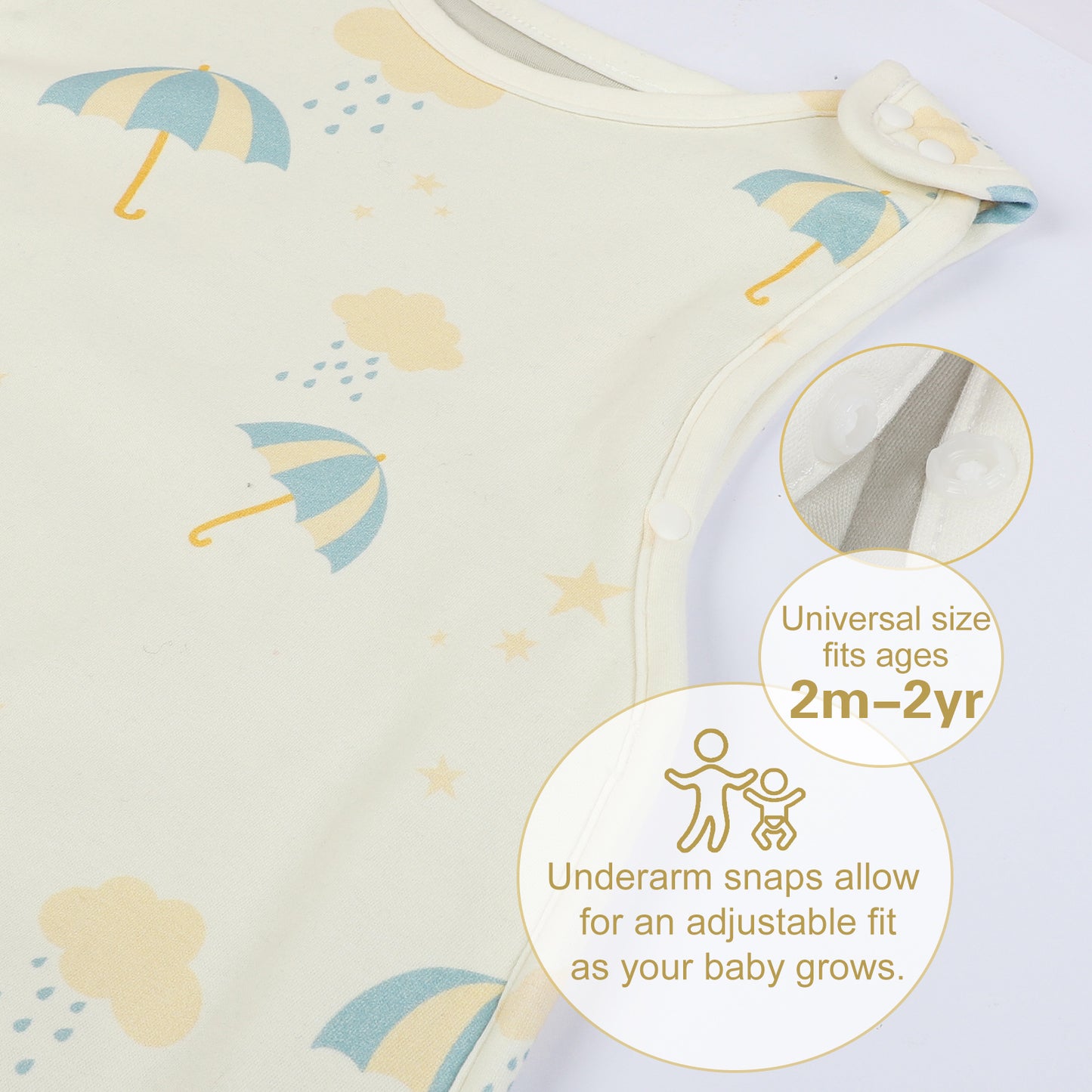AnZai Baby Sleep Bag, Merino Wool & Organic Cotton, Umbrella 2-24 Months